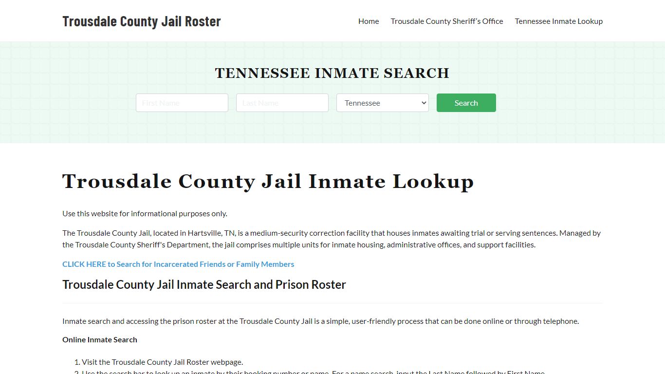 Trousdale County Jail Roster Lookup, TN, Inmate Search