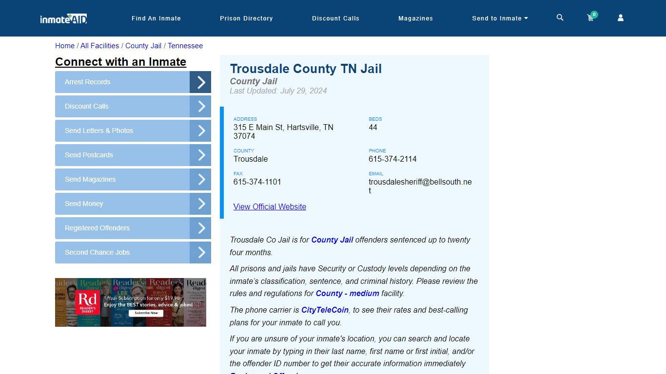 Trousdale County TN Jail - Inmate Locator