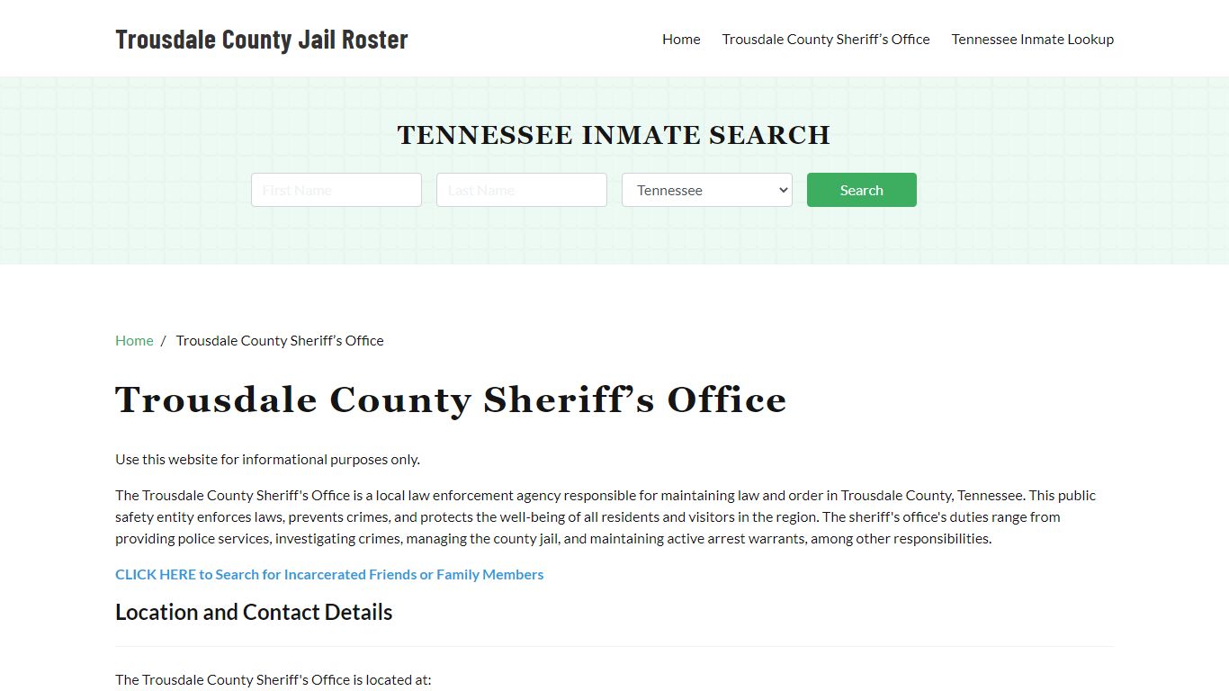 Trousdale County Sheriff Office, TN, Arrest Warrants Search